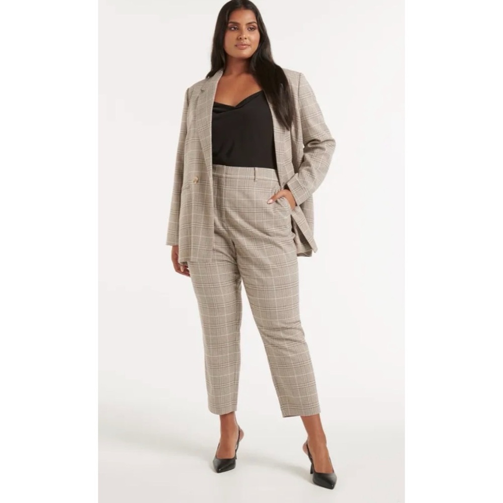 Ever New Curve Plaid Slim Pants US 16 – Grace 7/8 Tailored Trousers NWT Beige